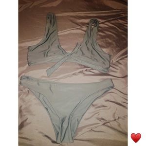 Olive green two piece swim suit